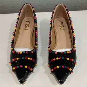 Multi Colored Faux Leather Flats